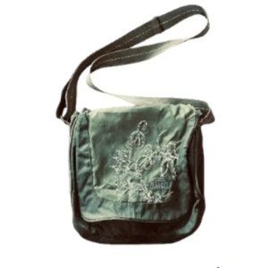 The North Face Crossbody Messenger Bag Embroidered Floral Military Olive Green